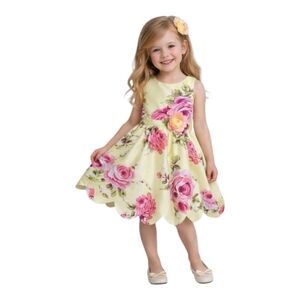 Zunie Floral Kids Dress Yellow & Pink Size 6X